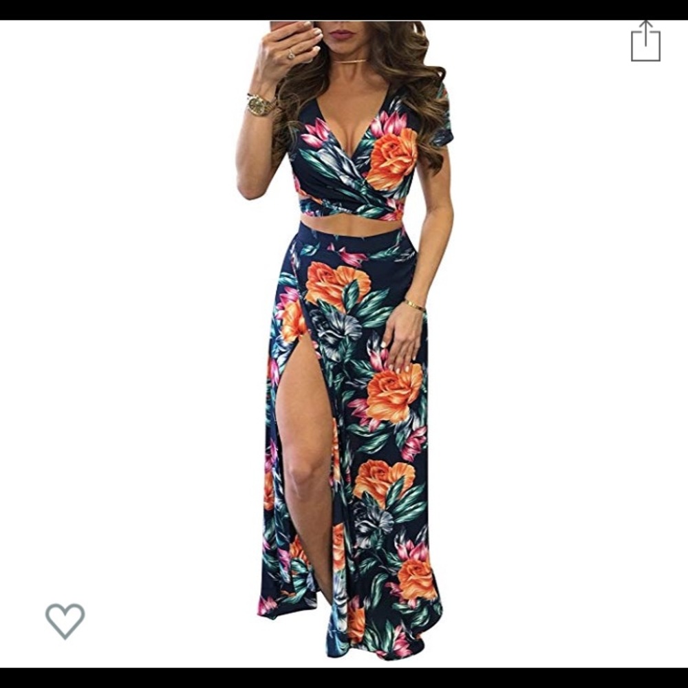 Women’s sexy v neck floral maxi dress